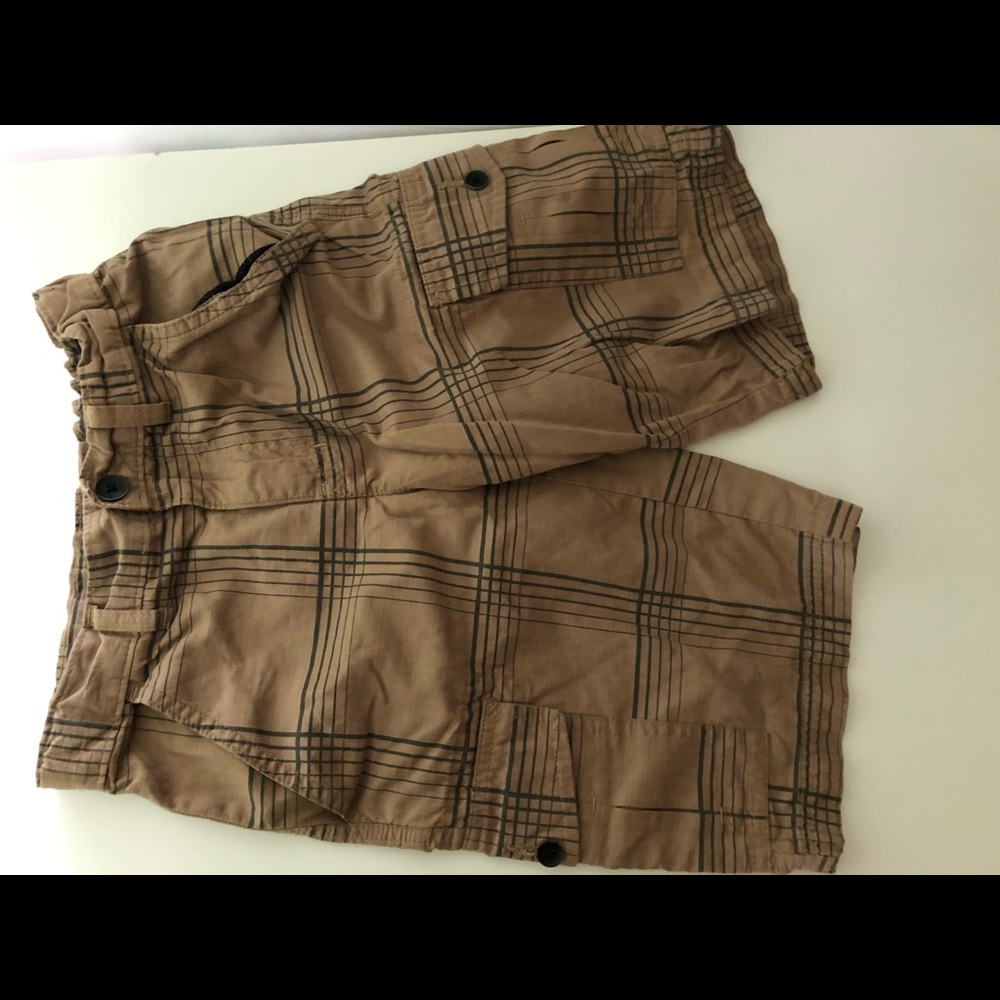 Tony Hawk Shorts tan with grey plaid Boys size 12